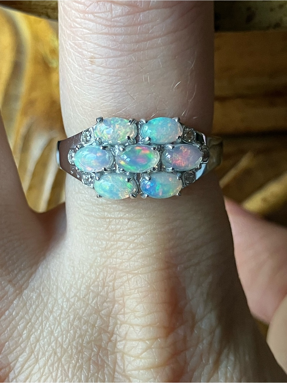 Genuine Ethiopian Opal Sterling Silver Ring Size 8